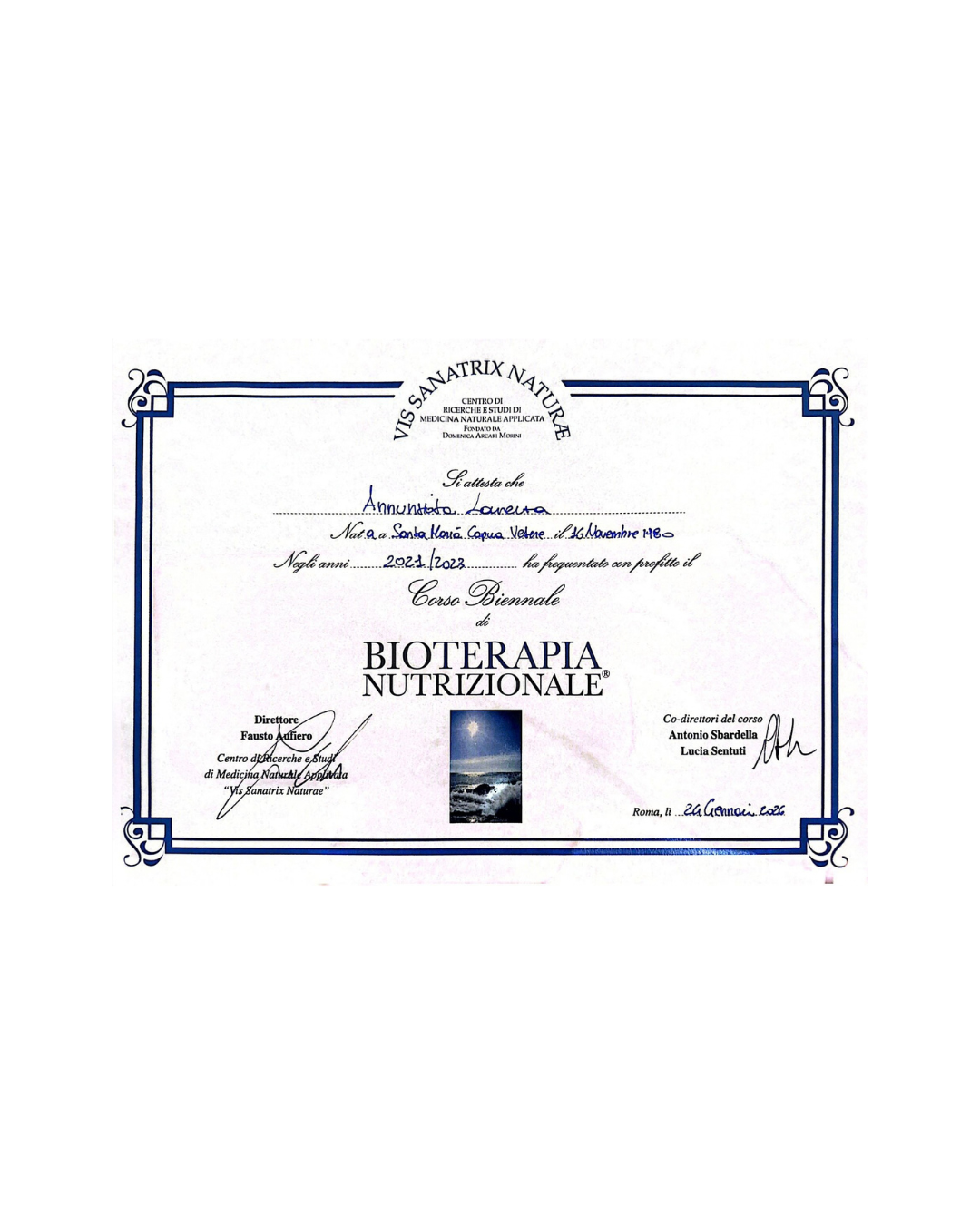 attestati - nutrizionista Laurenza